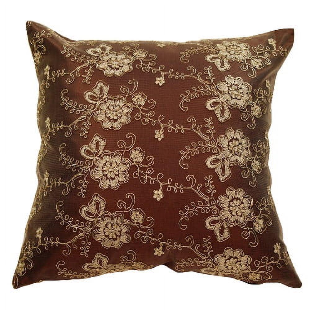 Violet Linen Swiss Embroidered Throw Pillow
