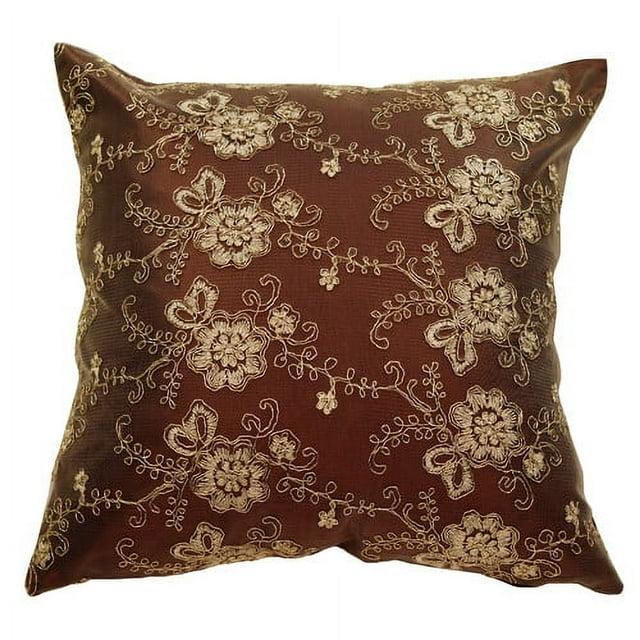 Violet Linen Swiss Embroidered Throw Pillow