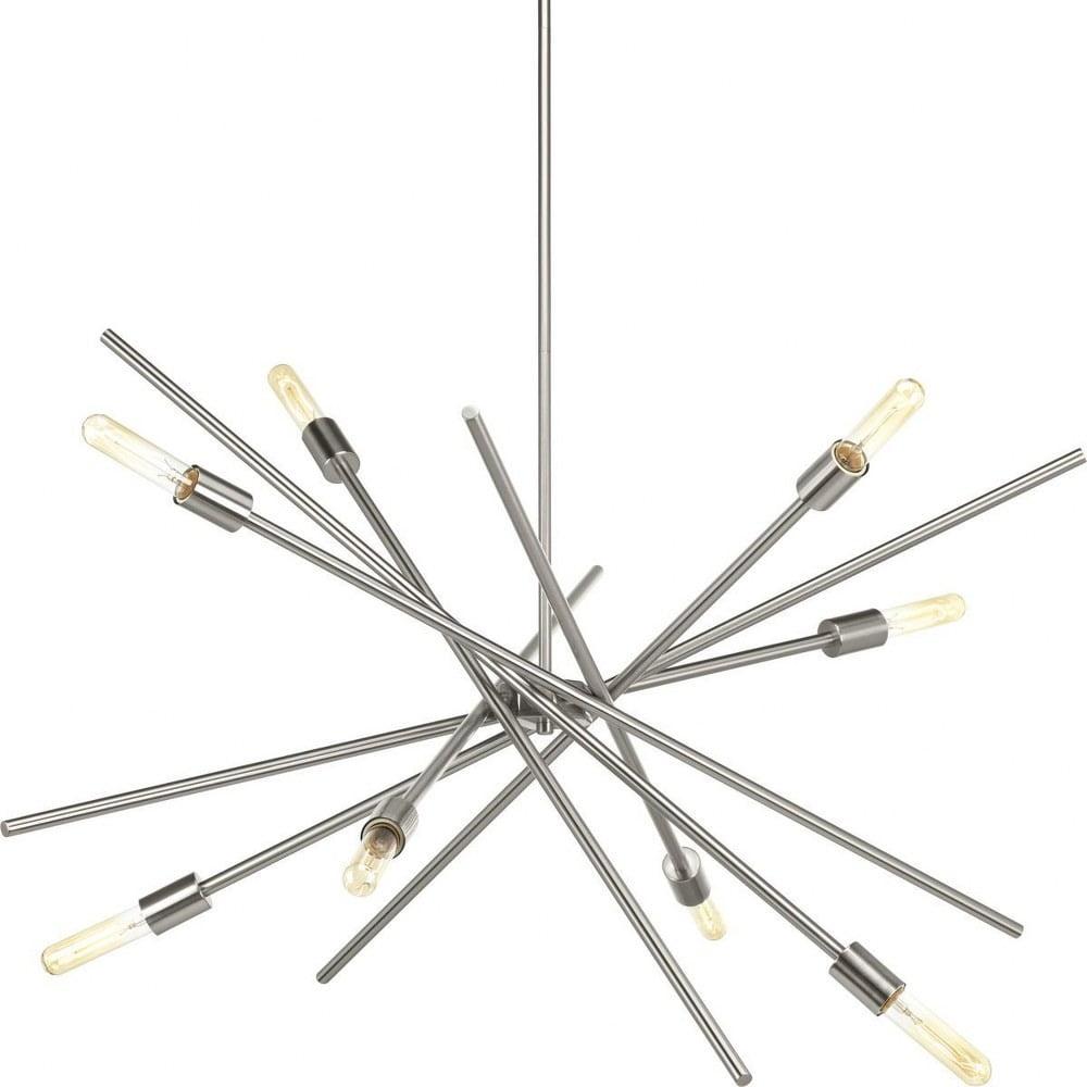 Progress Lighting Astra 8-Light Chandelier, Brushed Nickel, Steel, Modern, No Shade