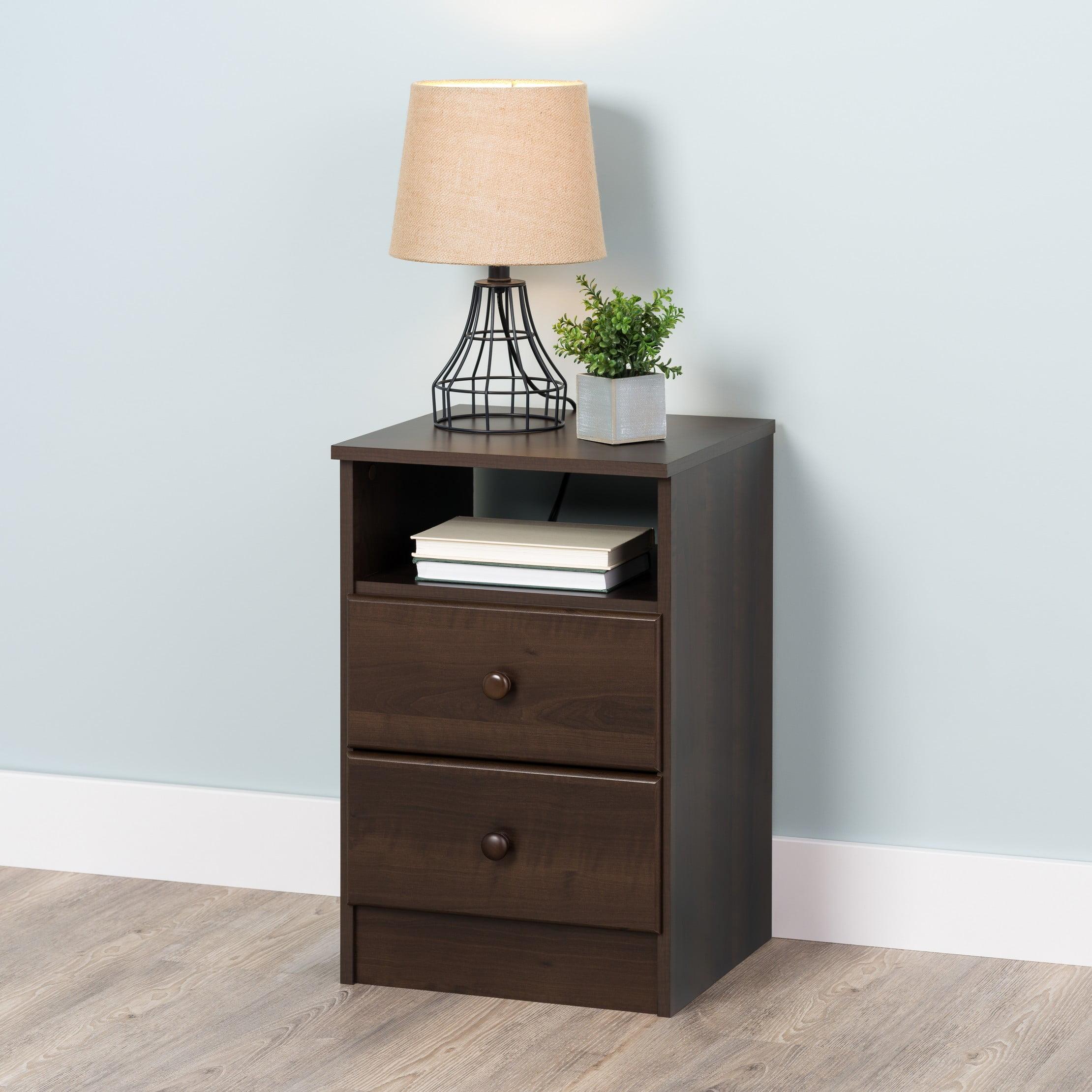 Espresso Brown Astrid 2-Drawer Nightstand with Open Shelf