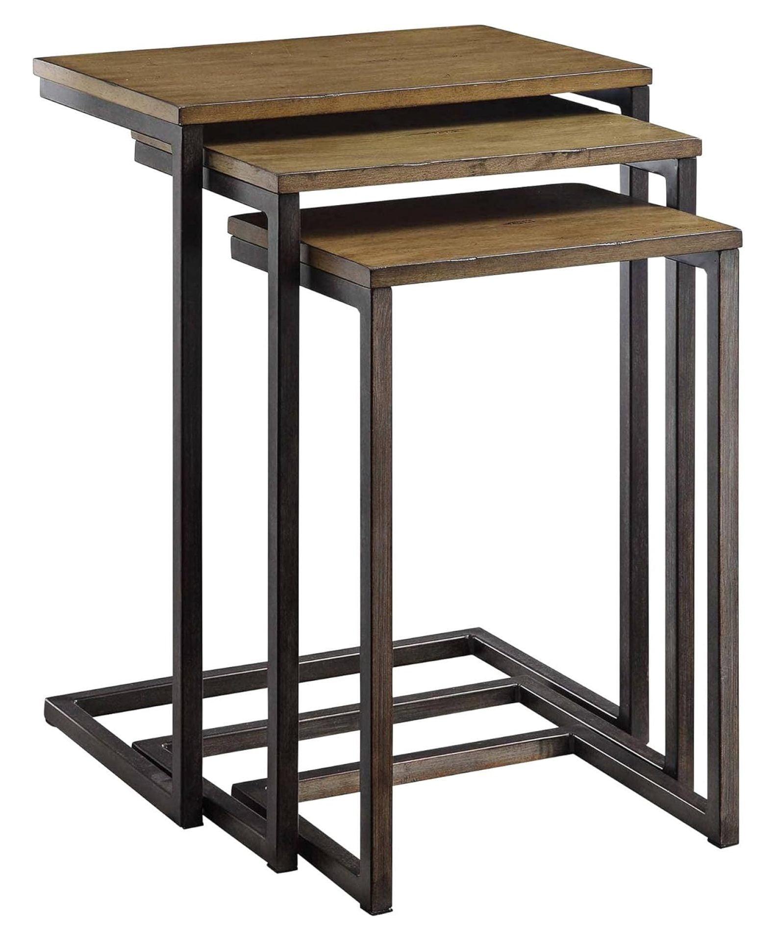 Carolina Living Caroline Nesting Table Set - Harvest Oak/Aged Iron and Table
