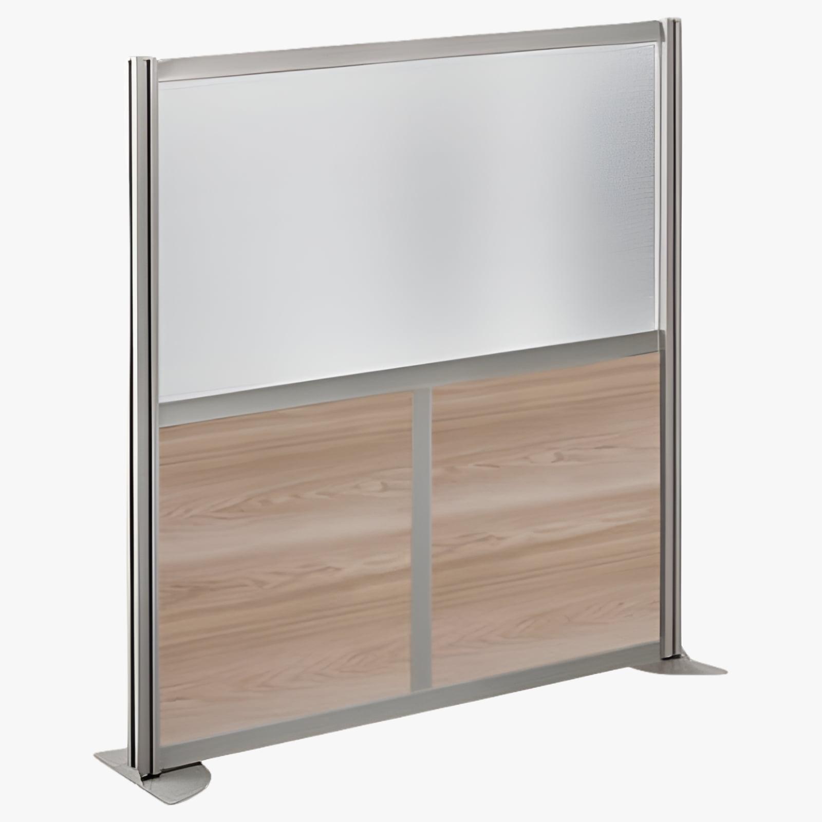 Warm Ash 52"H x 49"W Modern Office Partition with Brushed Nickel Frame