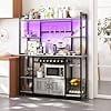 Gray 55" 5-Tier Adjustable Baker's Rack with LED Light and Power Outlet