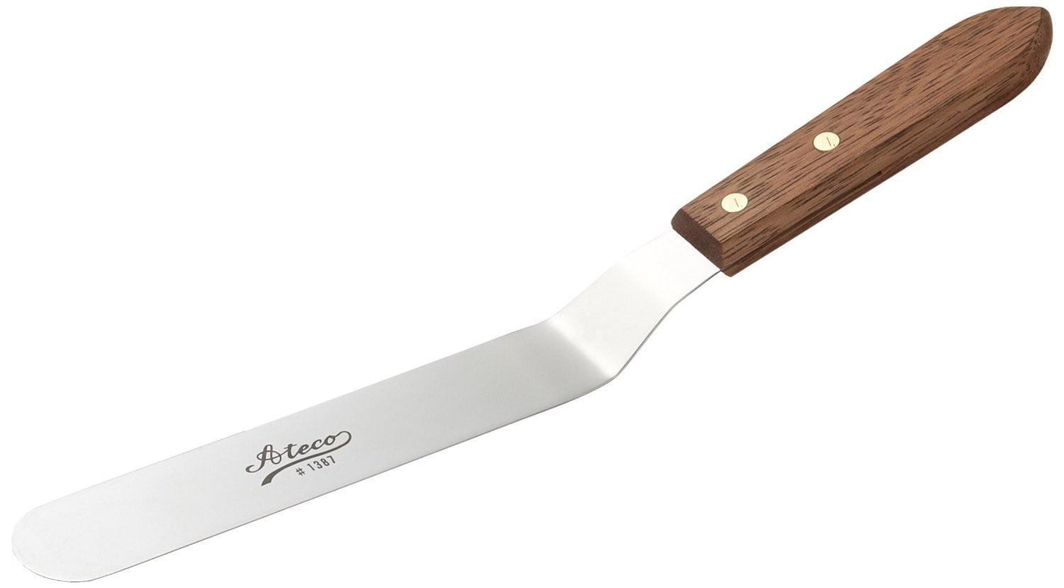 Medium Stainless Steel Offset Icing Spatula with Wooden Handle