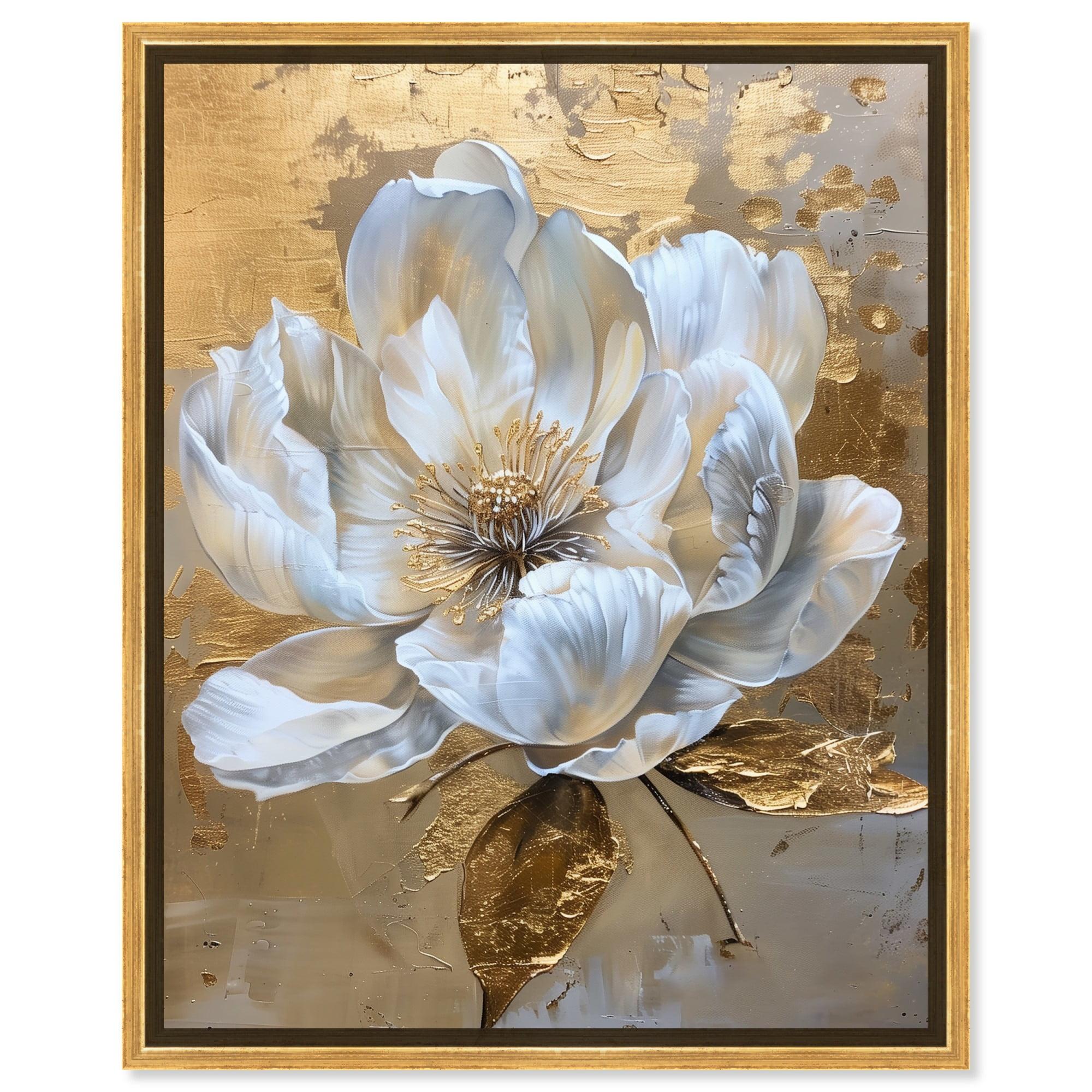 Art Remedy Athenas Flower Floral Fine Wall Art, 20" x 24", Gold Frame