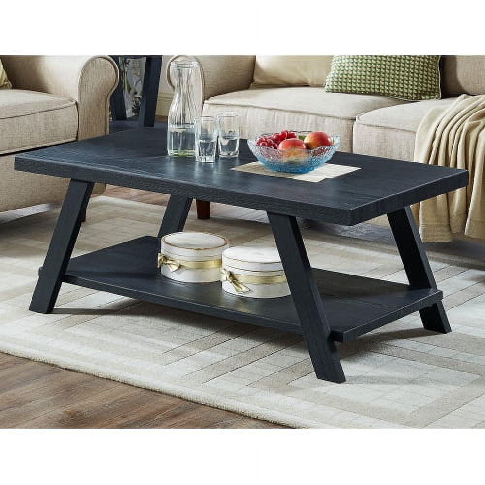 Athens Black Rectangular Wood Shelf Coffee Table