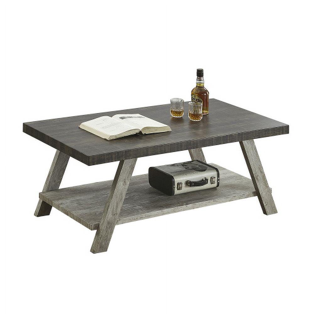 Athens Two-Tone Weathered Walnut & Gray Rectangular Coffee Table with Shelf