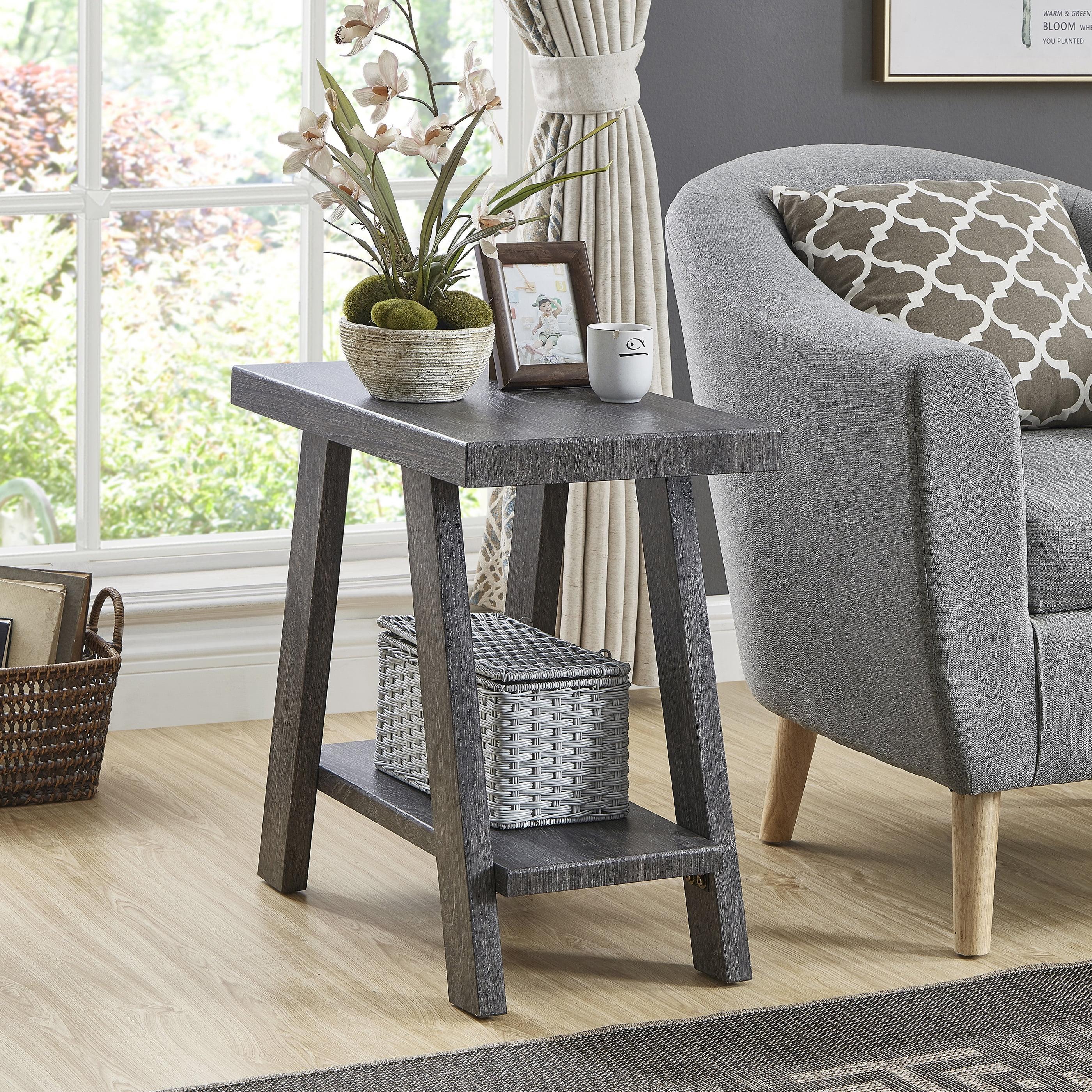 Athens Gray MDF Contemporary Rectangular Side Table