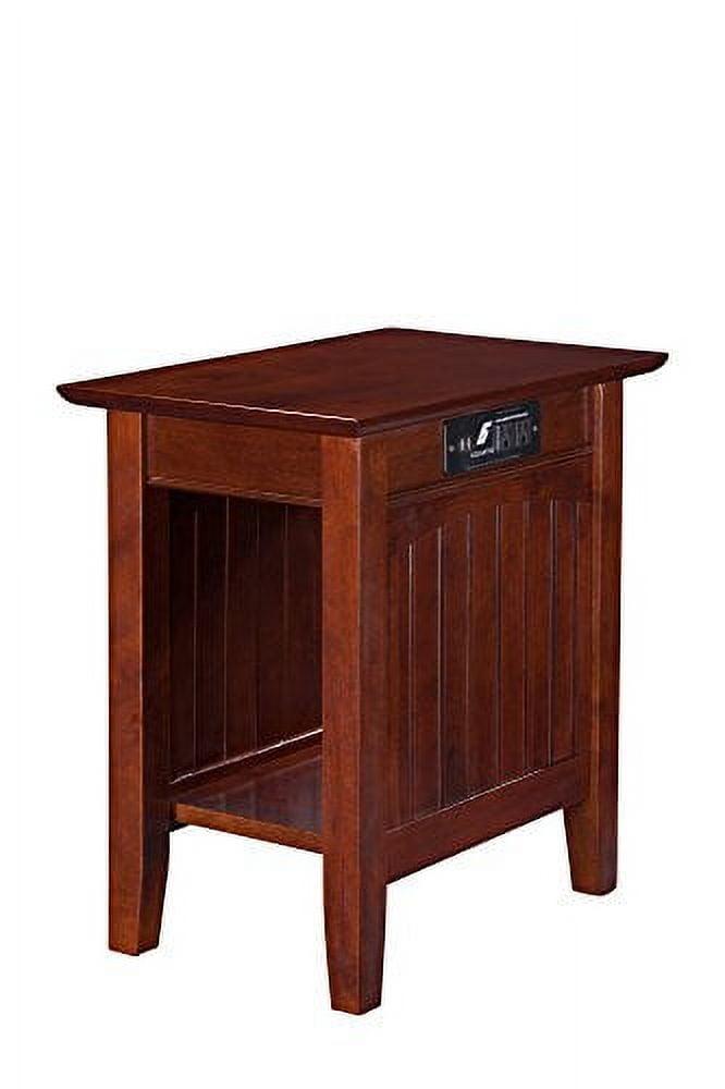 AFI Furnishings Nantucket Chair Side Table with Charging Station in Walnut