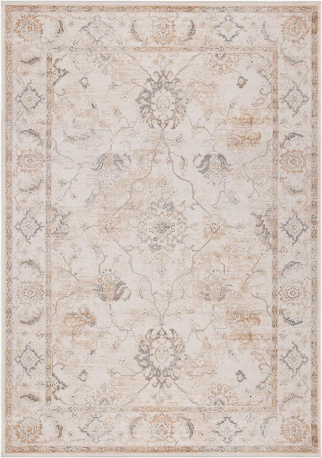 Elegant Ivory Viscose 5'3" x 7'7" Oriental Area Rug