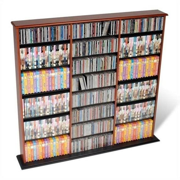 Prepac Triple Width Wall Storage Cherry & Black : Holds 960 CDs, 405 DVDs, Adjustable 24 Shelves