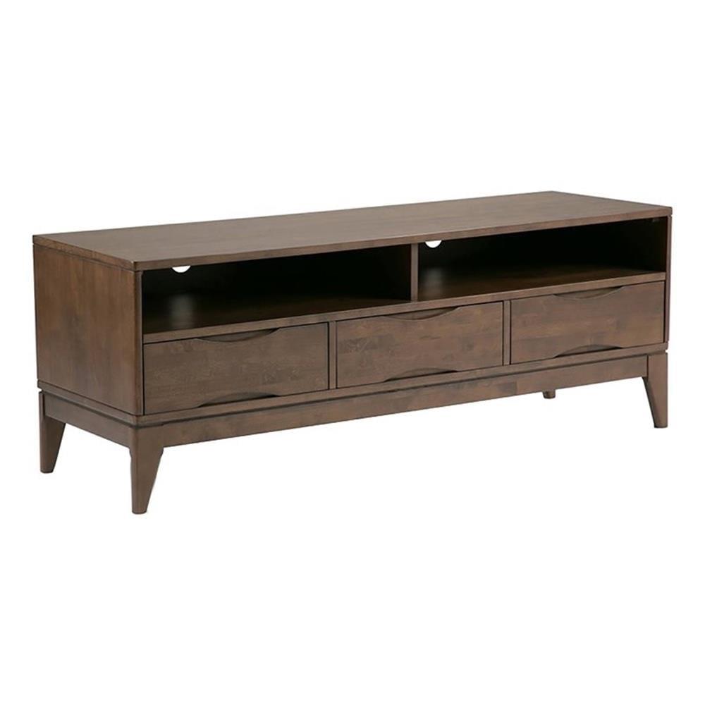 Harper 60" W SOLID WOOD Modern TV Media Stand in Walnut Brown For TVs up to 65"