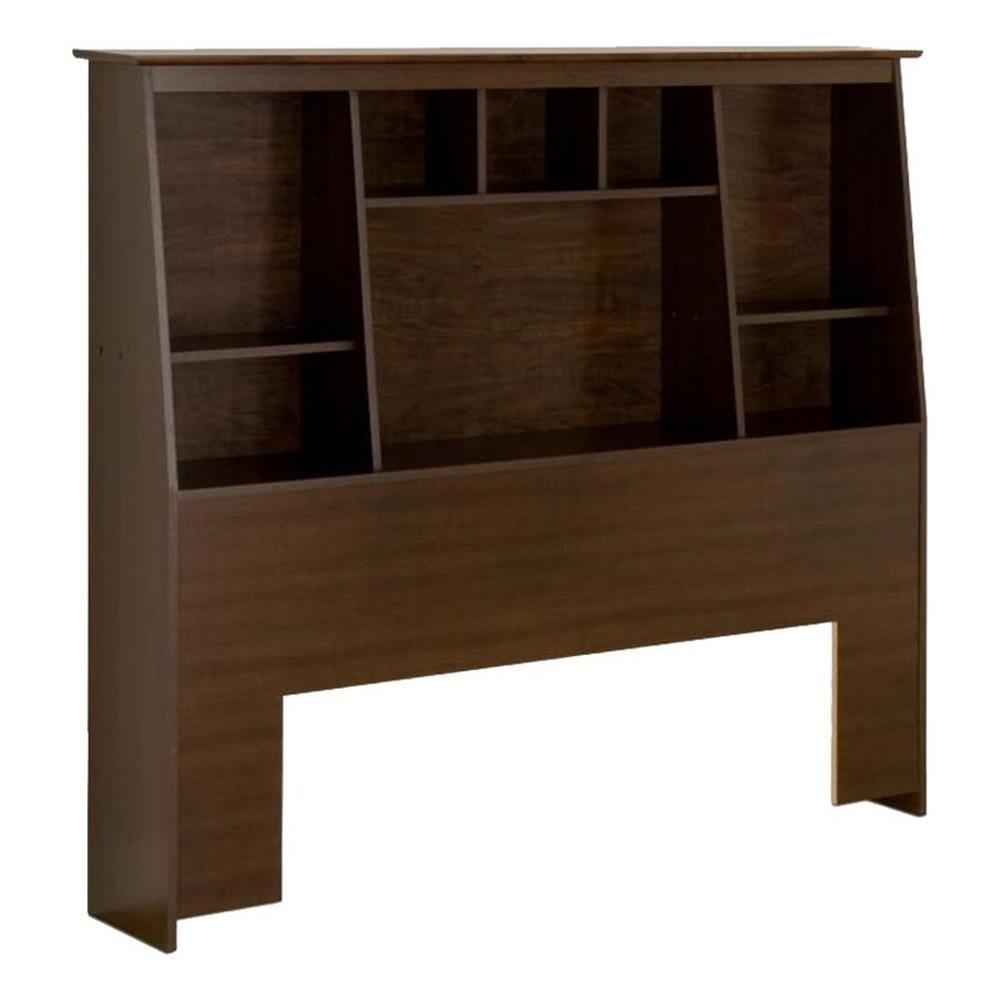 Espresso Engineered Wood Full/Queen Slant-Back Bookcase Headboard