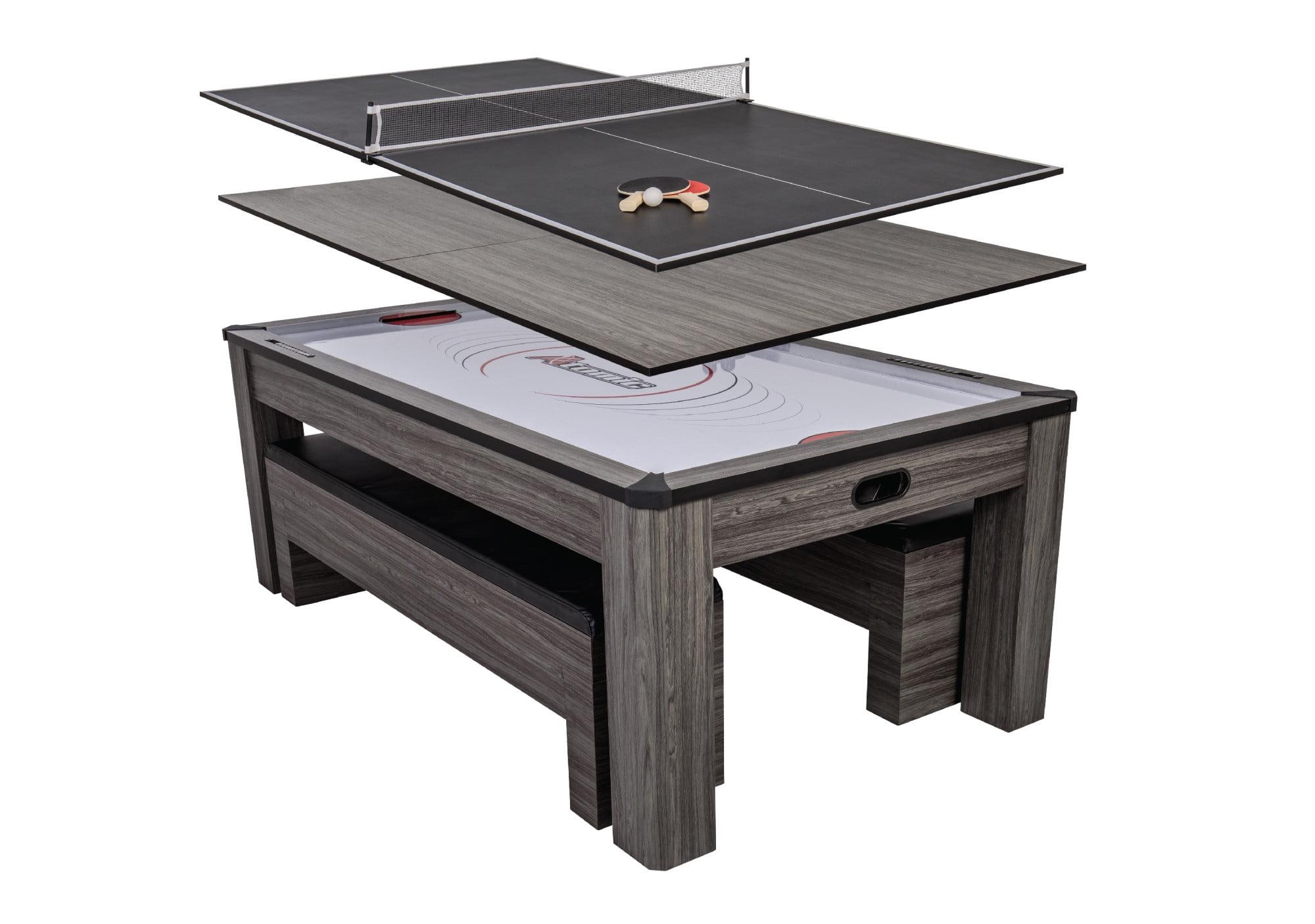 Gray Wood 3-in-1 Convertible Dining, Air Hockey, and Ping Pong Table