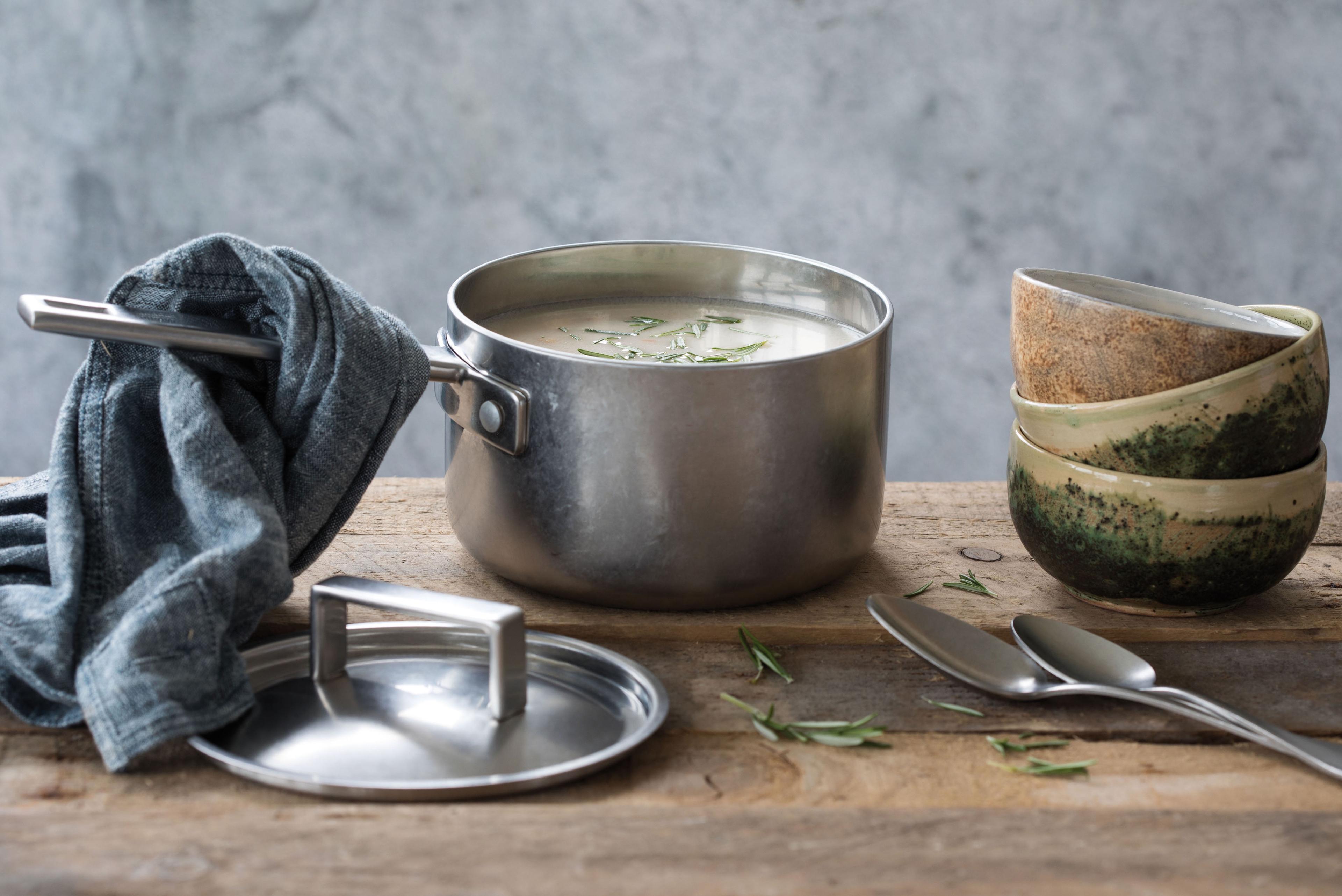 Casserole 1 H. with Lid Attiva Pewter Stainless Steel