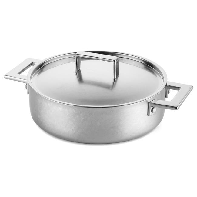 Attiva Pewter 10'' Stainless Steel Saute Pan with Lid