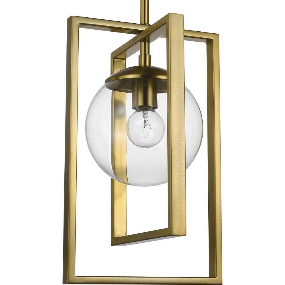 Progress Lighting Atwell 1-Light Pendant, Brushed Bronze, Clear Globe Shade