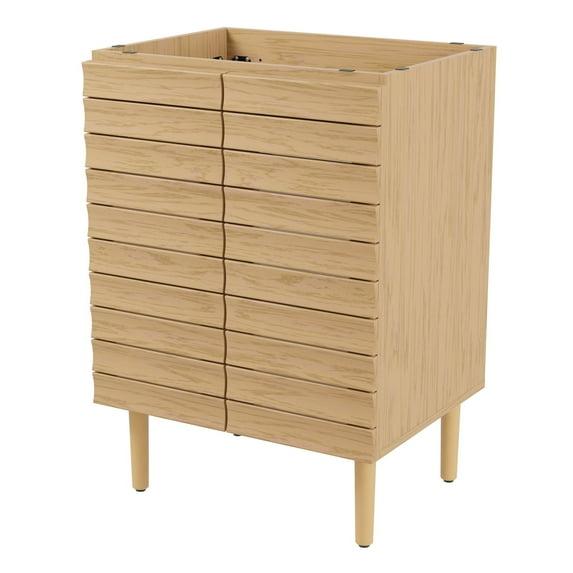 Aubert 24" Slat Modern Farmhouse 2-Shelf Bath Vanity Cabinet Only (Sink Basin not Included)