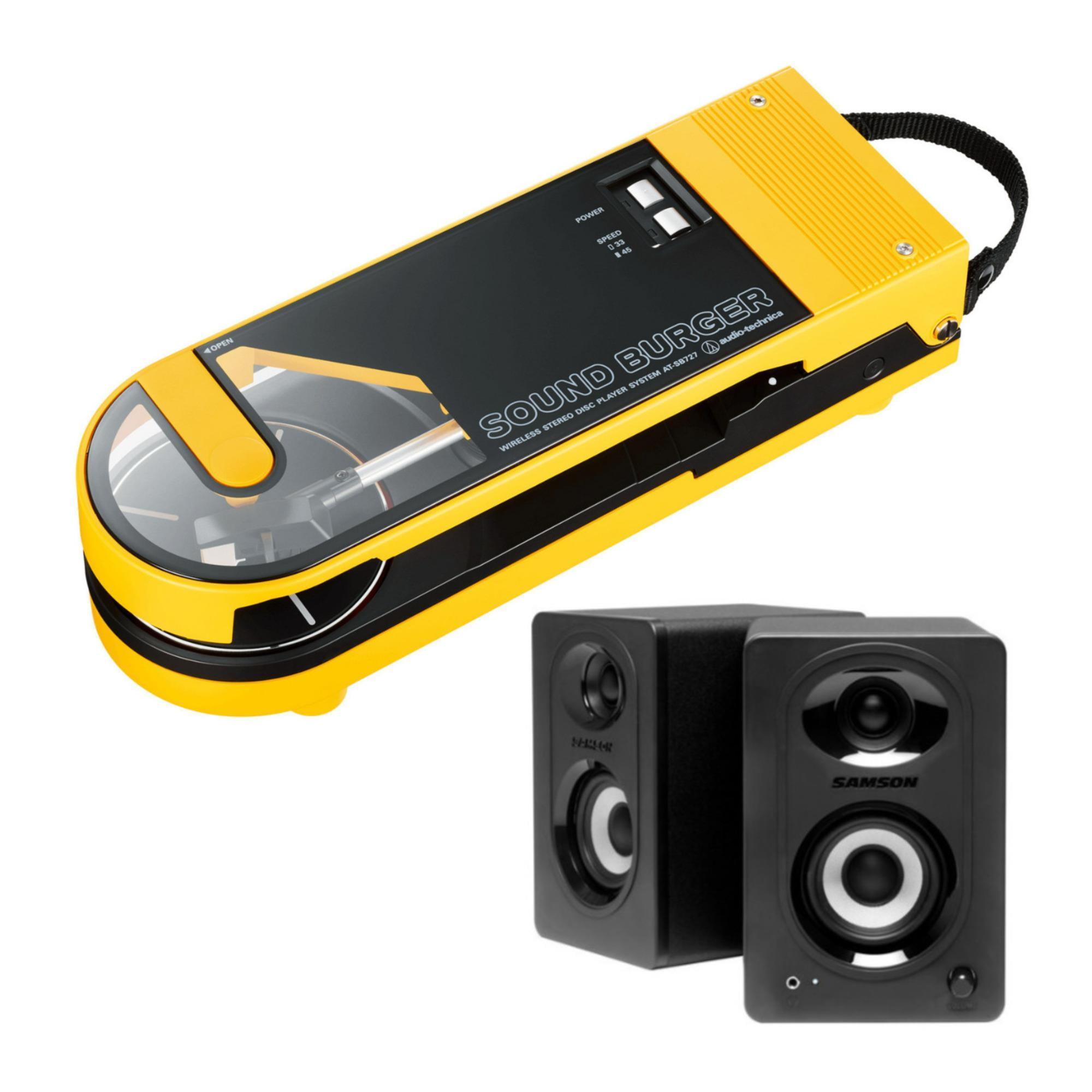 Yellow Portable Bluetooth Turntable with USB Connection