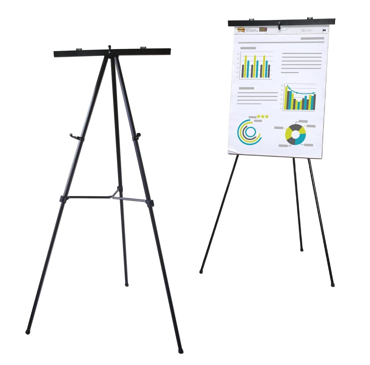 Black Aluminum Adjustable Flip-Chart Presentation Easel, 70 Inches