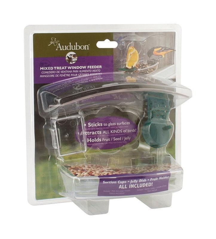 Clear Plastic Window Mounted Wild Bird Feeder with 2 Ports