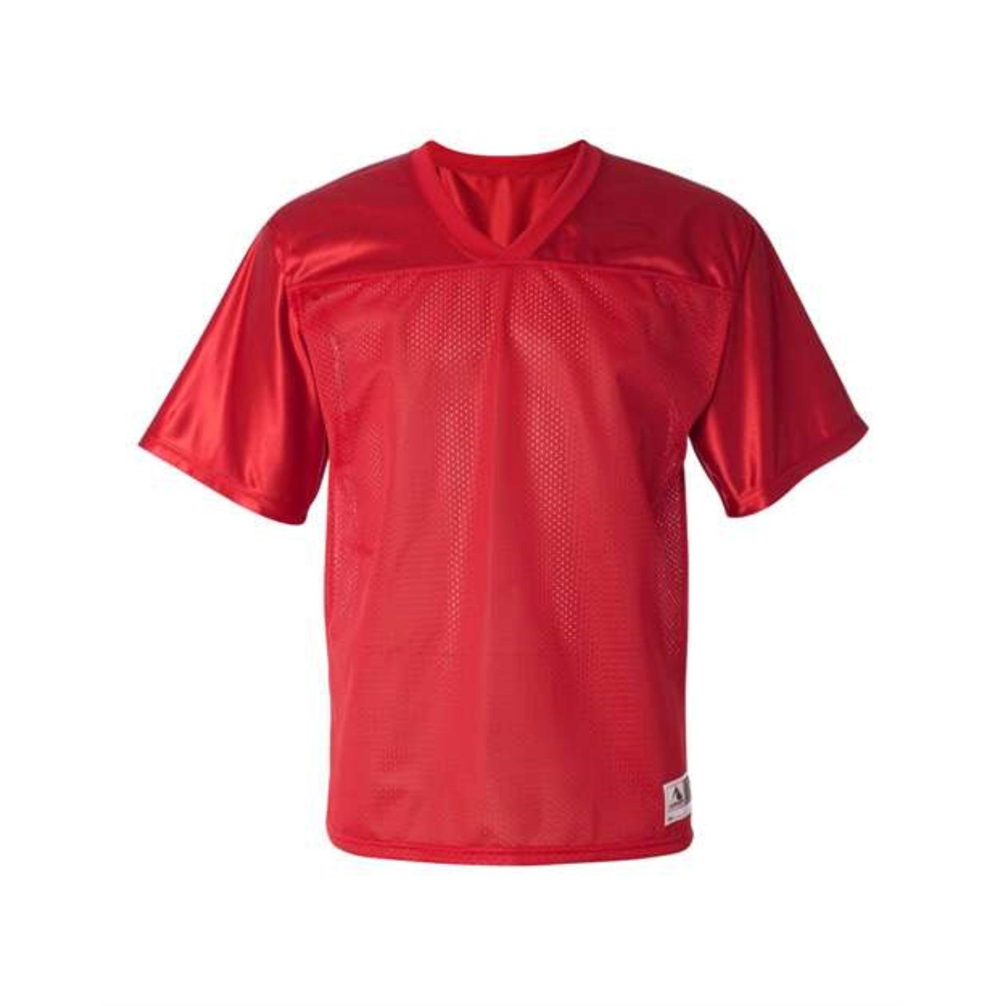 Red Polyester Mesh V-Neck Football Jersey, Small