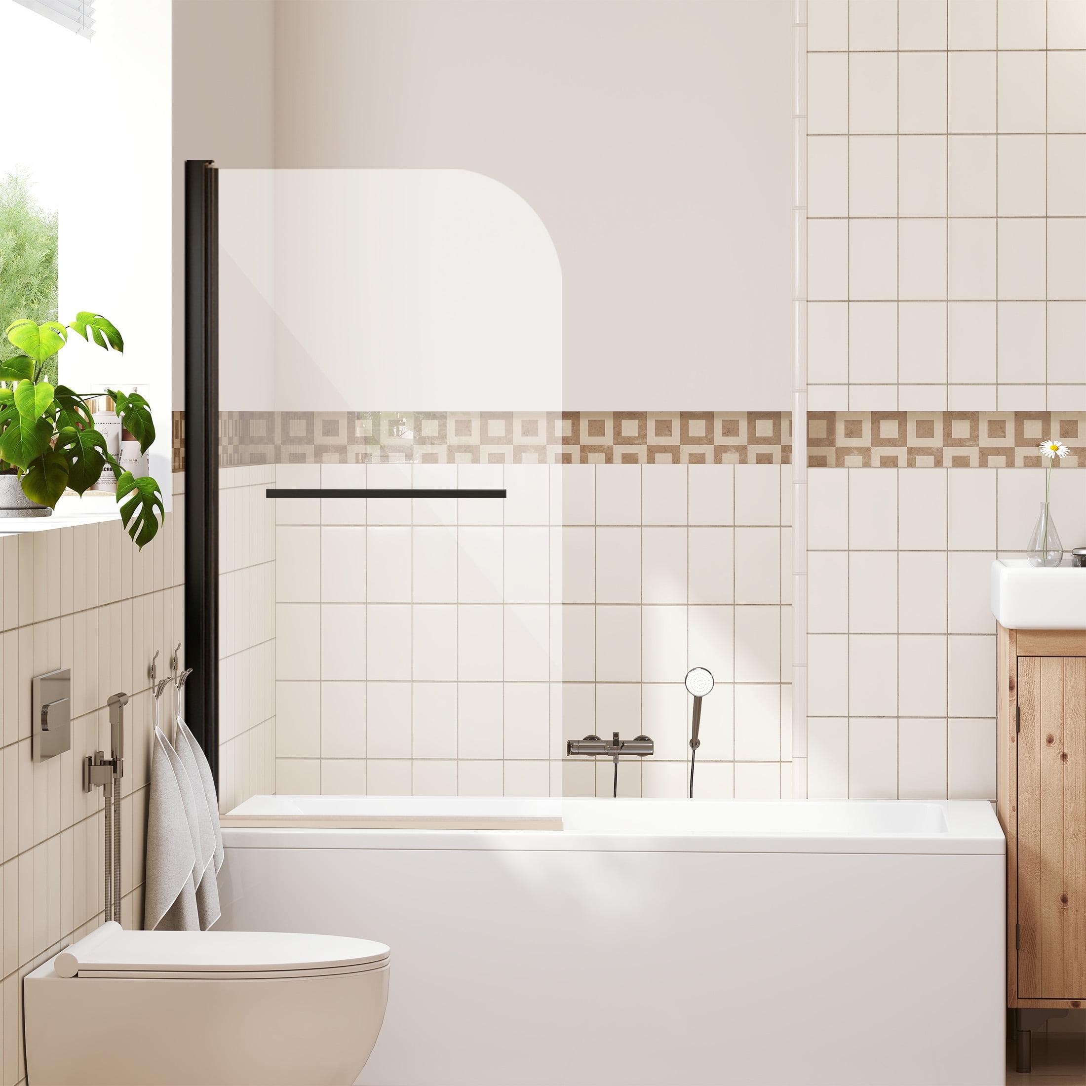 31"W x 55"H Frameless Folding Pivot Shower Tub Door Reversible Installation