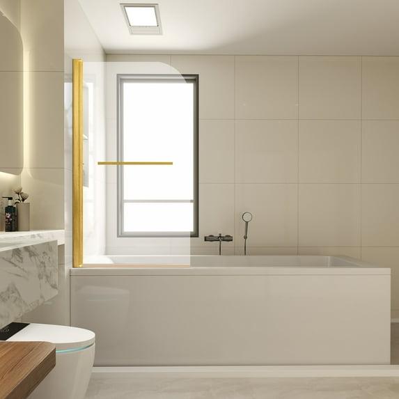 31"W x 55"H Frameless Folding Pivot Shower Tub Door Reversible Installation