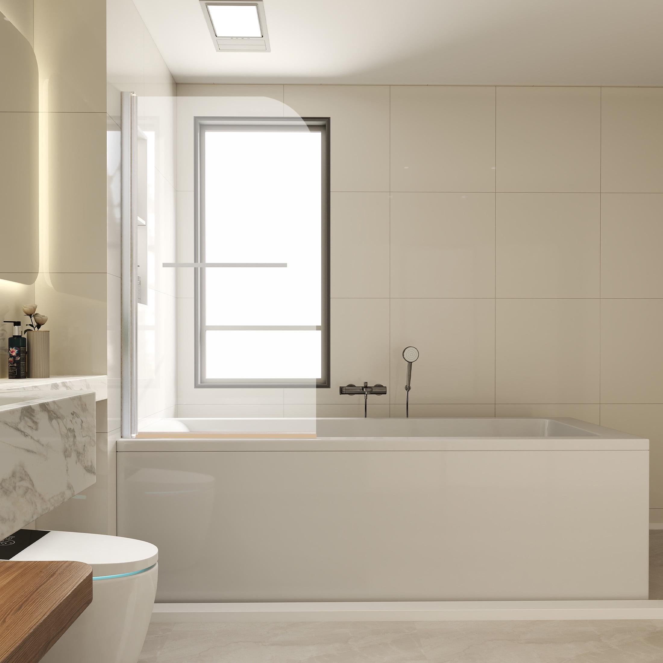 Dimorphos 11DD161820LL 31"W x 55"H Bathroom Pivot Bi-Fold Shower Tub Door Panel Reversible Installation