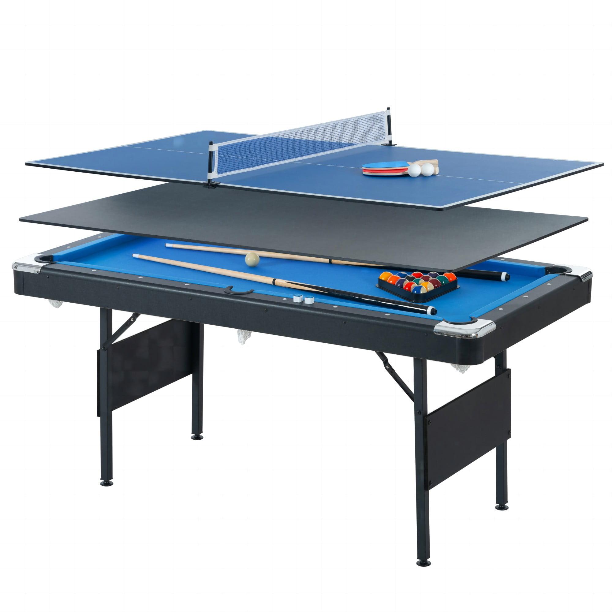 5.5 Ft Blue 3-in-1 Foldable Pool, Ping Pong, and Dining Table