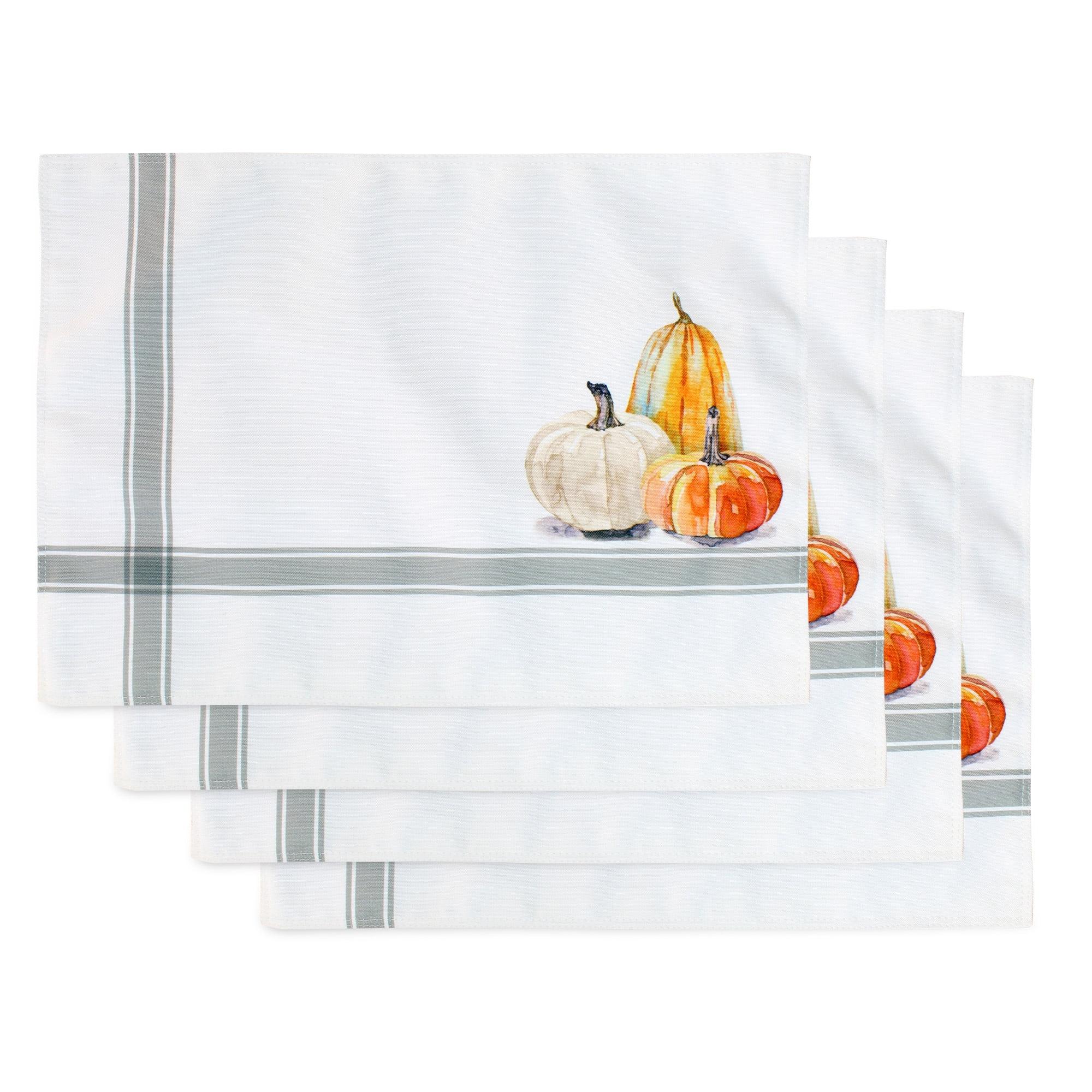 AuldHome Design Fall Placemats, 4pc Set; Thanksgiving & Halloween Pumpkin Themed Table Decor