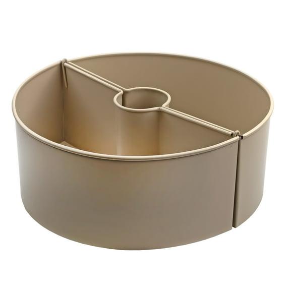 AuldHome Design Greige Round Umbrella Planter for Patio Table, Enamelware Half-Circle Planter Pots