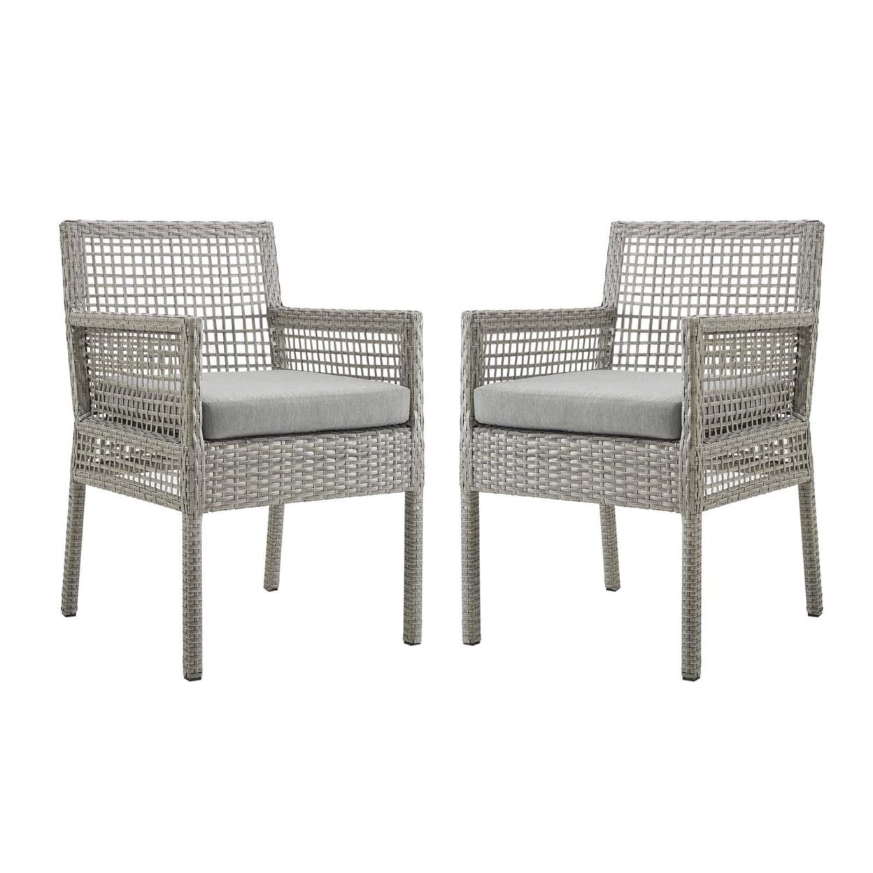 Aura Gray Wicker Rattan Outdoor Dining Armchair Set