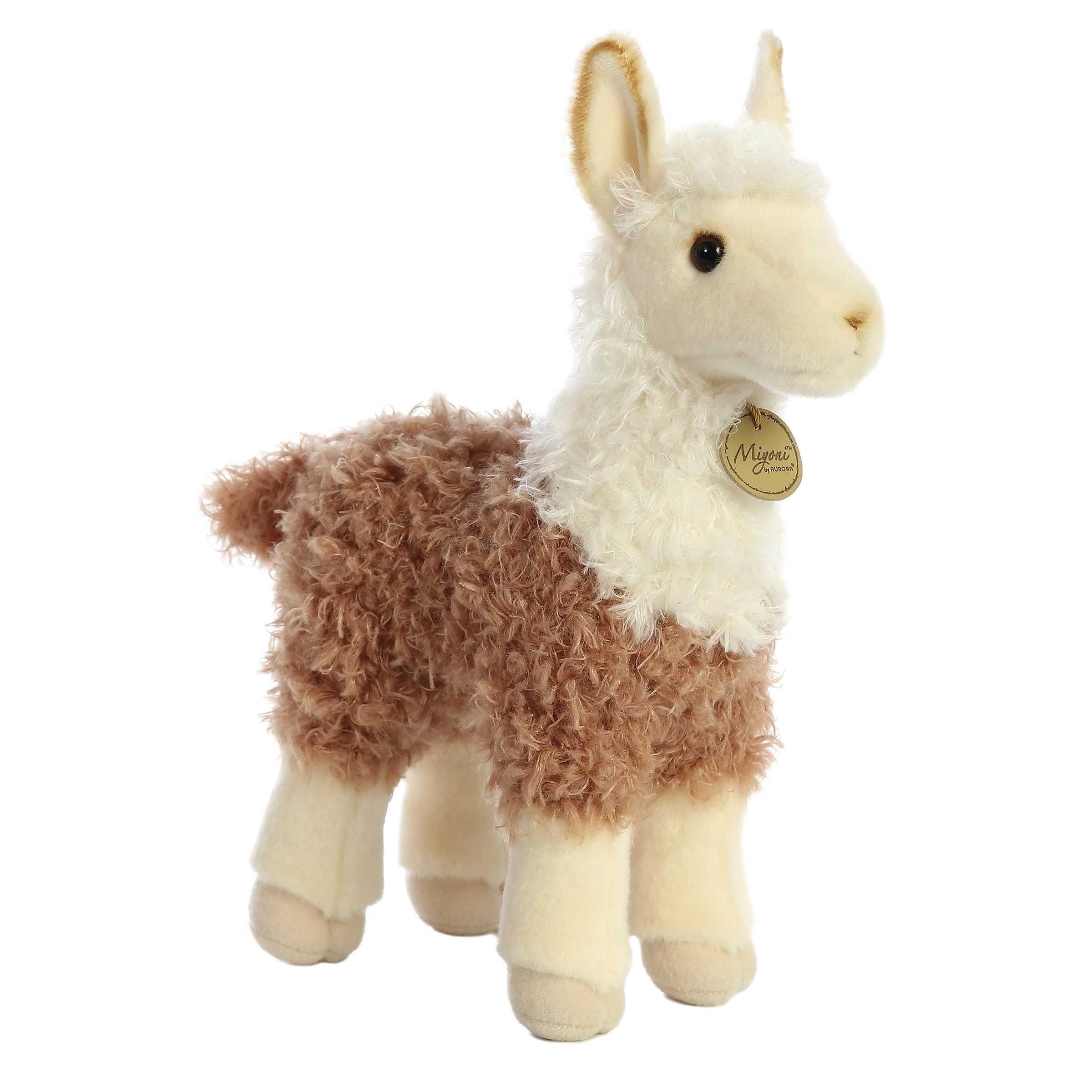 Aurora 12" Brown and White Realistic Llama Plush Toy