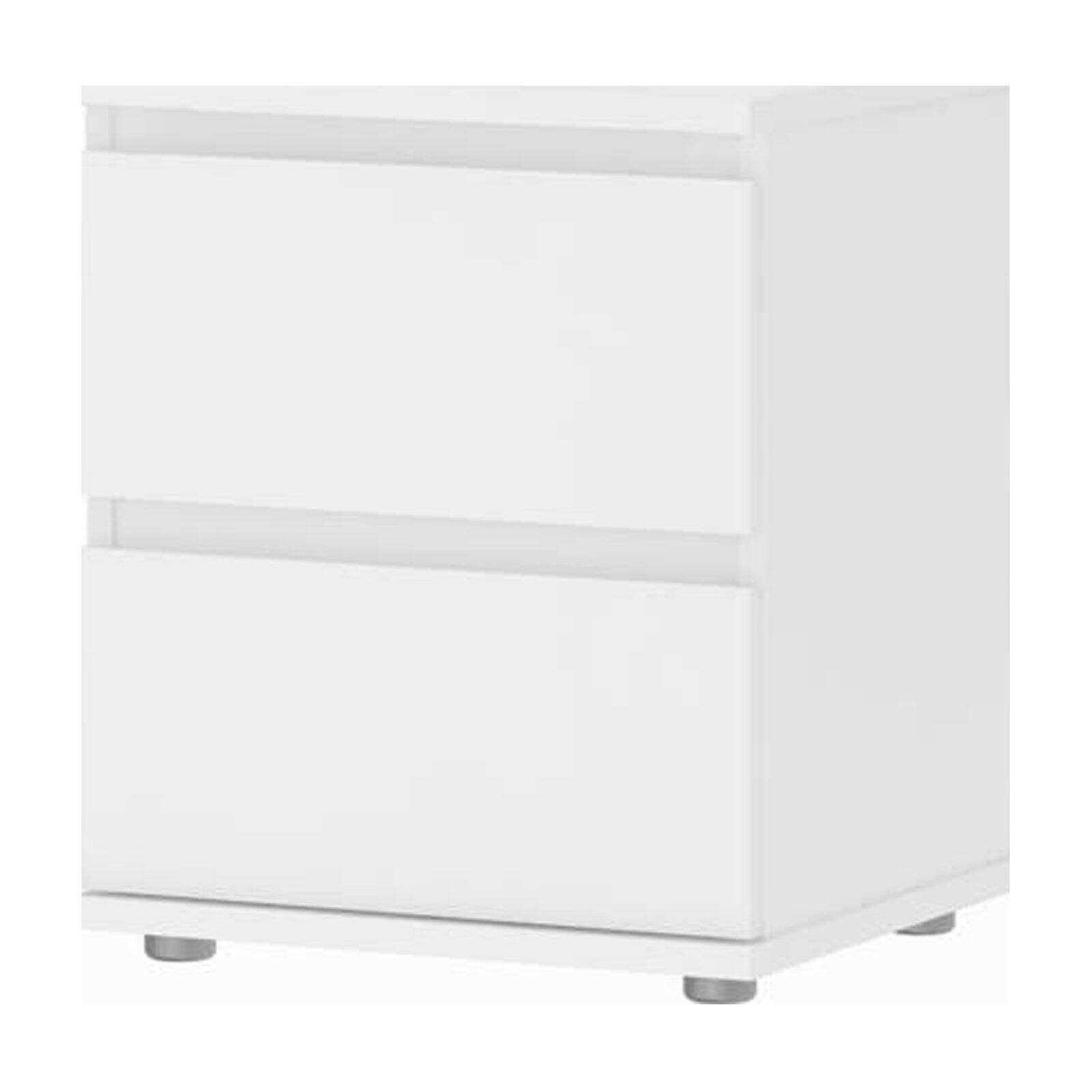 Aurora White 2-Drawer Engineered Wood Nightstand