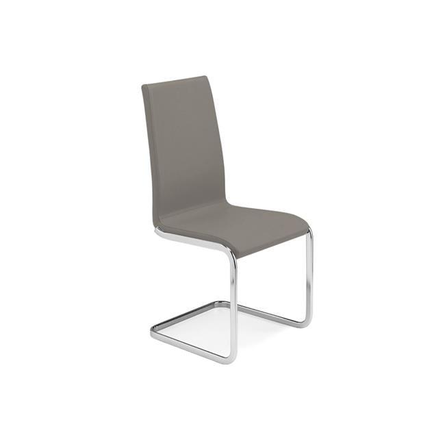 Aurora Taupe Leather and Chrome Modern Dining Chair