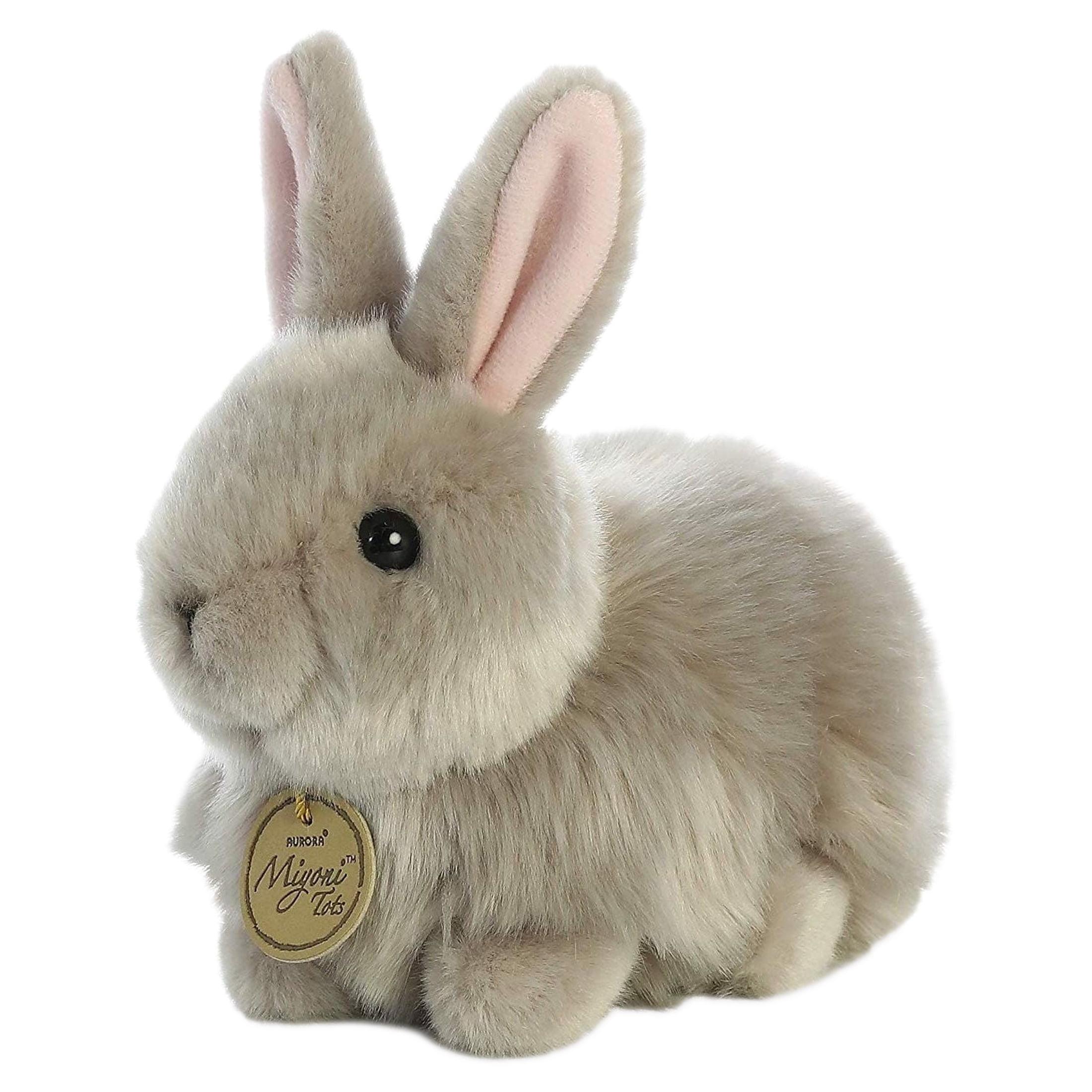 Aurora Small Angora Bunny Miyoni Realistic Stuffed Animal Grey 7.5"