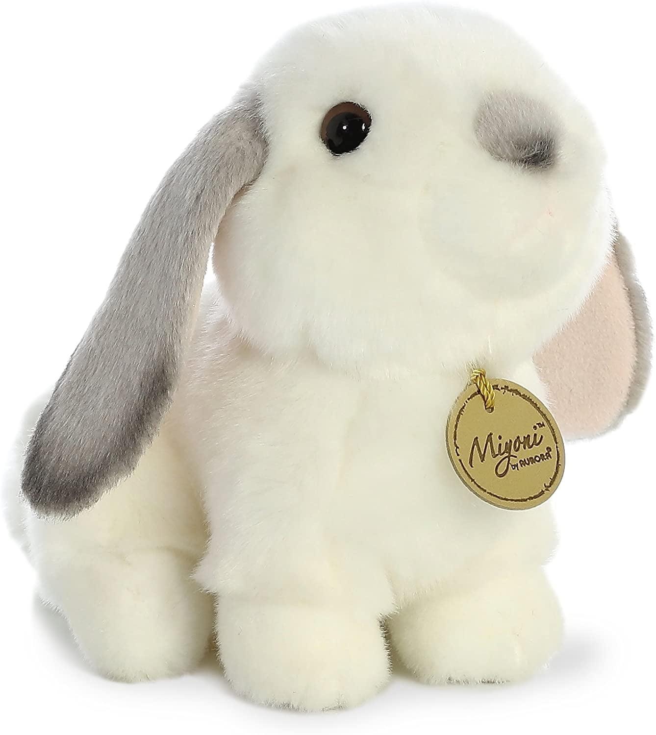 Aurora Small Lop Eared Rabbit Miyoni Realistic Stuffed Animal Grey Ears 8"