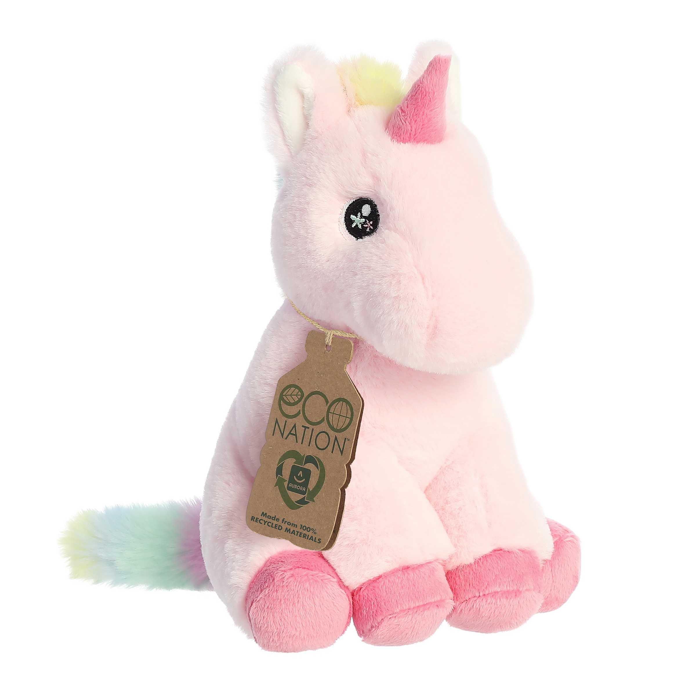 Aurora Small Pearl Unicorn Eco Nation Eco-Friendly Stuffed Animal Pink 8.5"