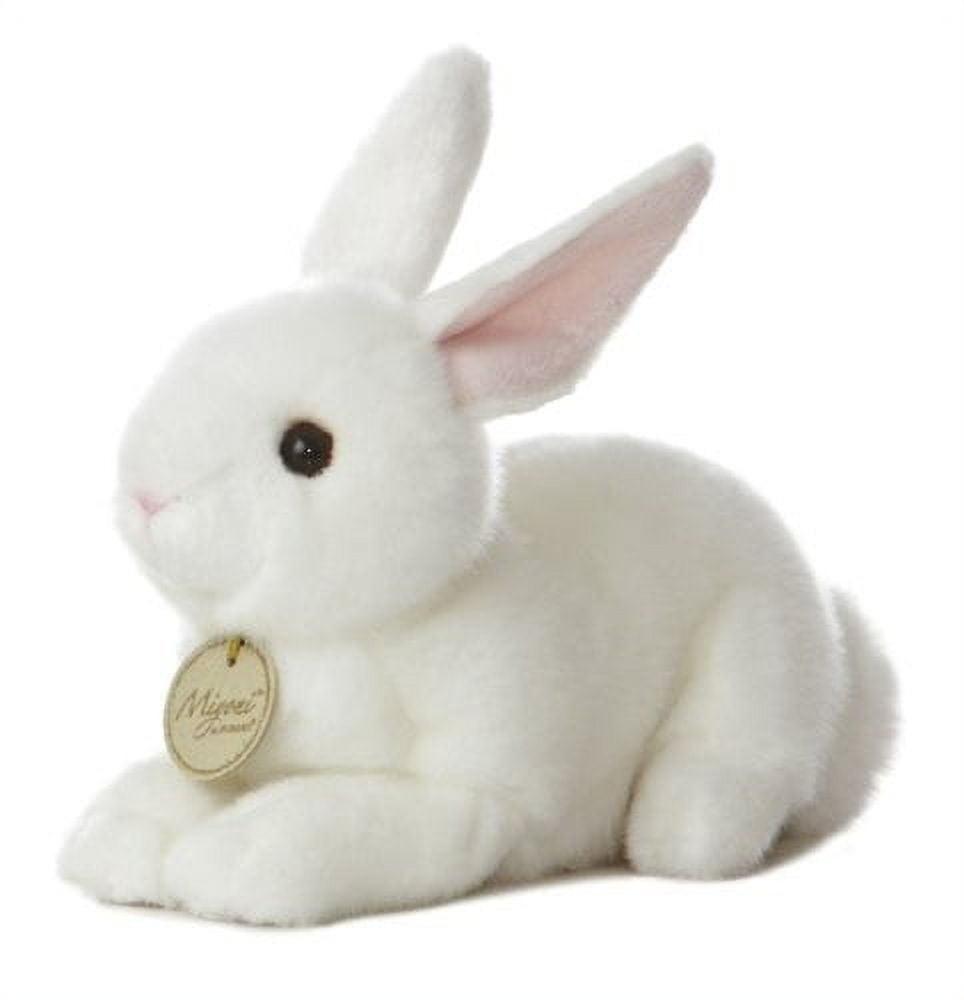 Aurora Small American White Rabbit Miyoni Realistic Stuffed Animal White 8"