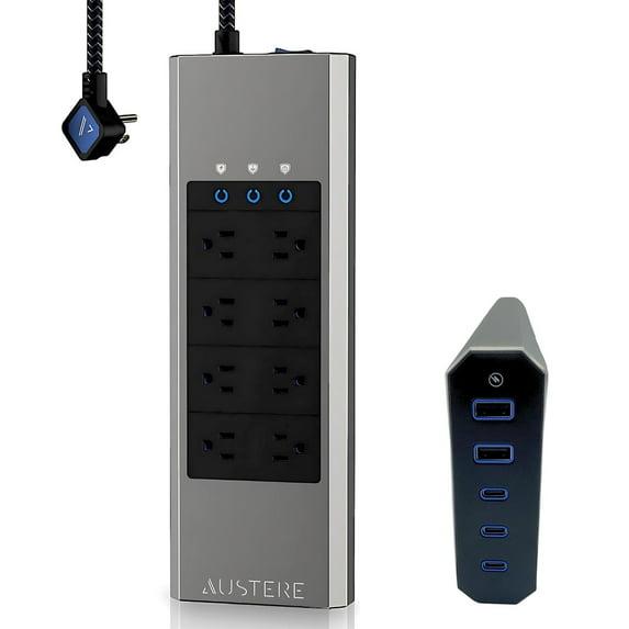 Austere V Series Power 3,000-Joules Surge Protector Power Strip and USB Charger, 8 AC Outlets and 5 OmniPort USB Ports, 6-Ft. Cord, 5S-PS8-US1, 5S-PS8-US1