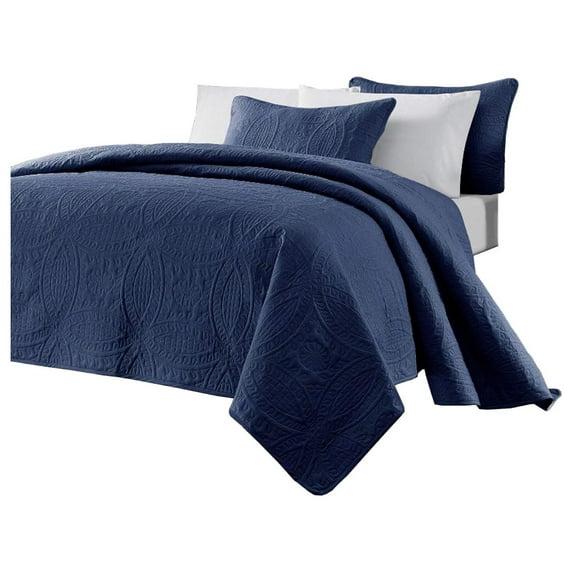 Chezmoi Collection Austin Microfiber Reversible 3-Piece Coverlet / Bedspread Set