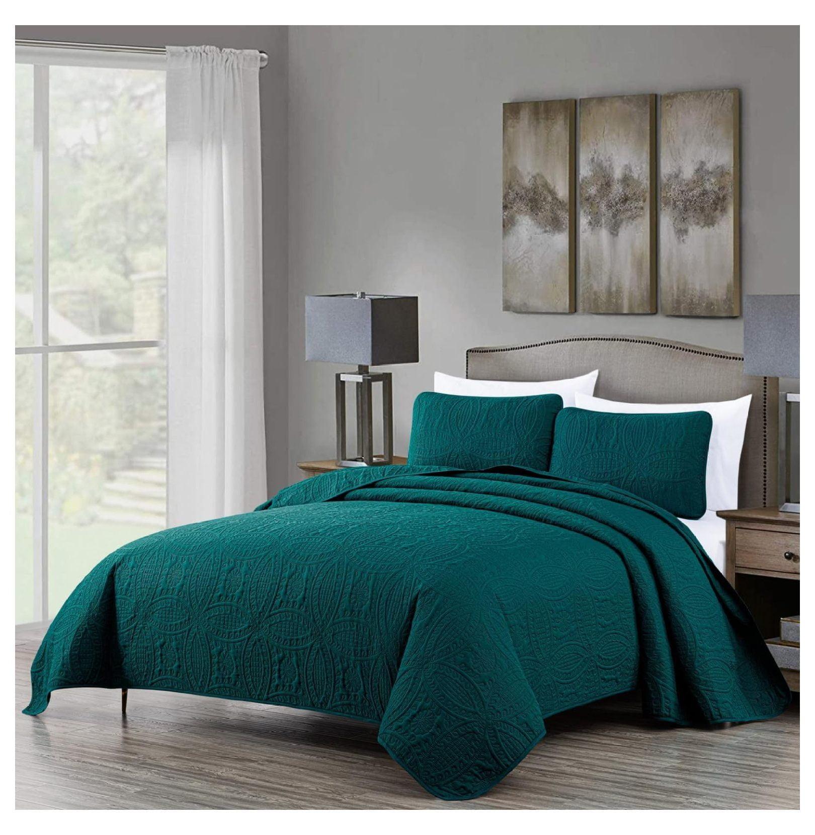 Chezmoi Collection Austin Microfiber Reversible 3-Piece Coverlet / Bedspread Set