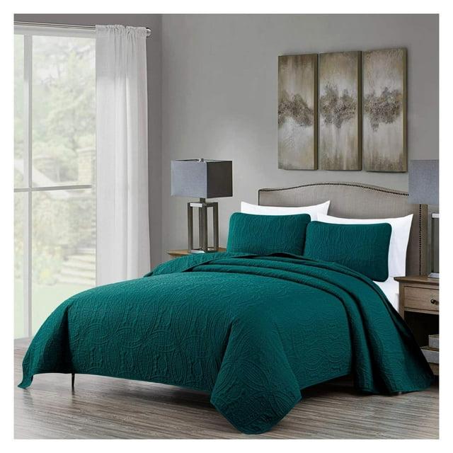 Chezmoi Collection Austin Microfiber Reversible 3-Piece Coverlet / Bedspread Set