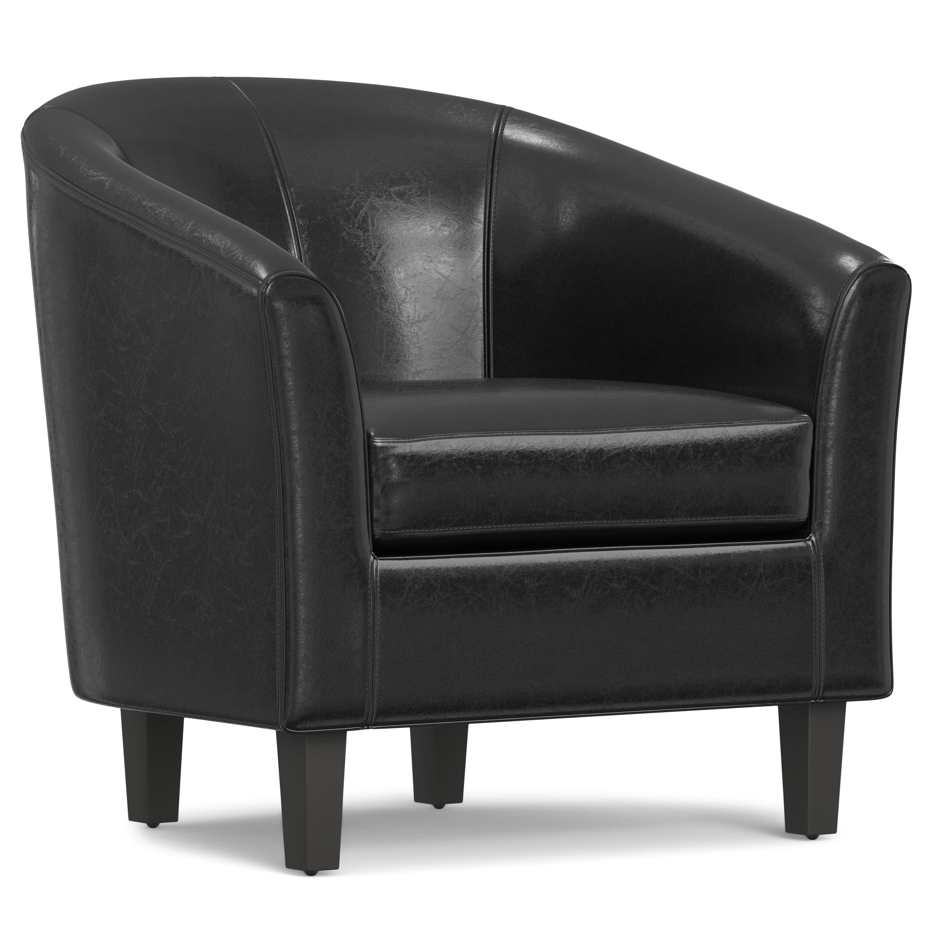 Simpli Home Austin 30"W Upholstered Vegan Faux Leather Contemporary Tub Accent Chair with High Arms and Deep Seat