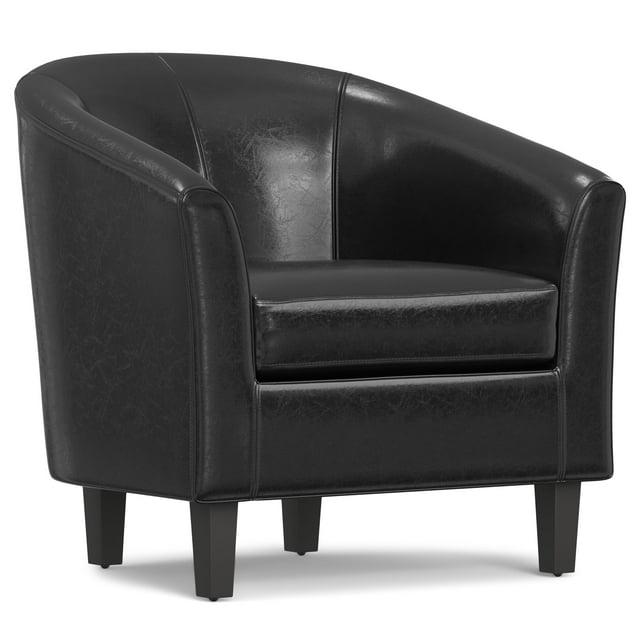 Simpli Home Austin 30"W Upholstered Vegan Faux Leather Contemporary Tub Accent Chair with High Arms and Deep Seat