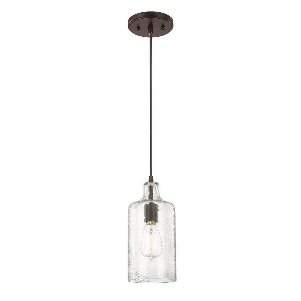 Burnished Bronze 1-Light Pendant with Clear Organic Glass Shade