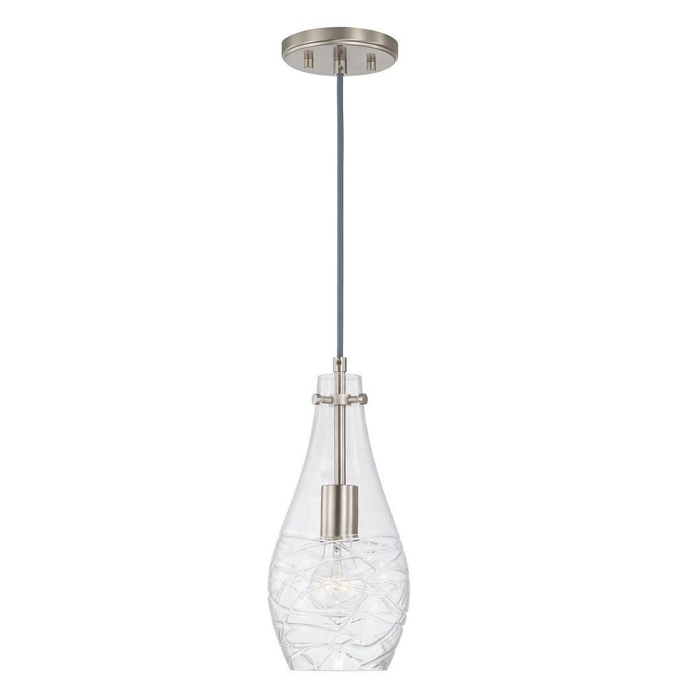 Brushed Nickel Clear Glass 1-Light Pendant