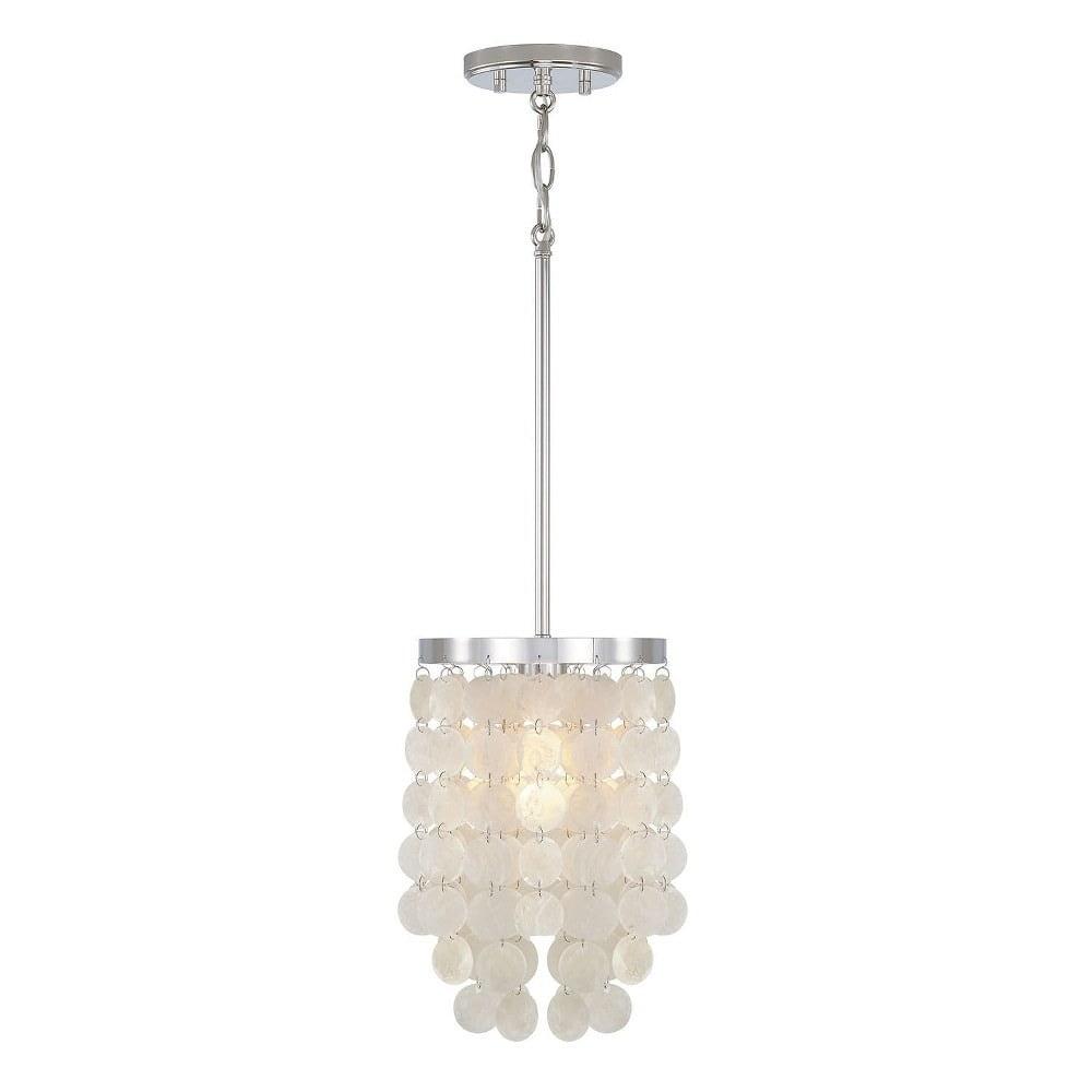 Shelby Polished Nickel 1-Light Pendant with Capiz Shell Accents