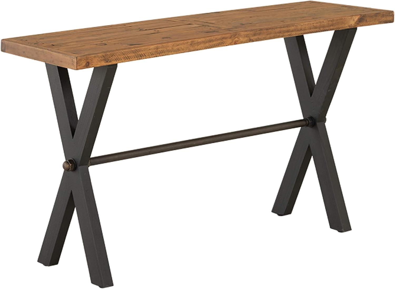 Cortesi Home Austin Console Table, Solid Reclaimed Wood with Black Wood Legs, Honey Pine